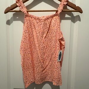 Old Navy Peach Floral Print Ruffle Strap Tank Top